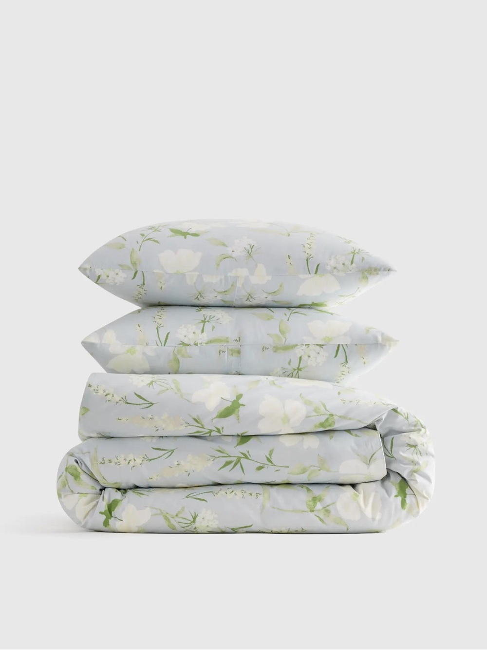 Quince Organic Crisp Percale Floral Duvet Cover Set Full Size